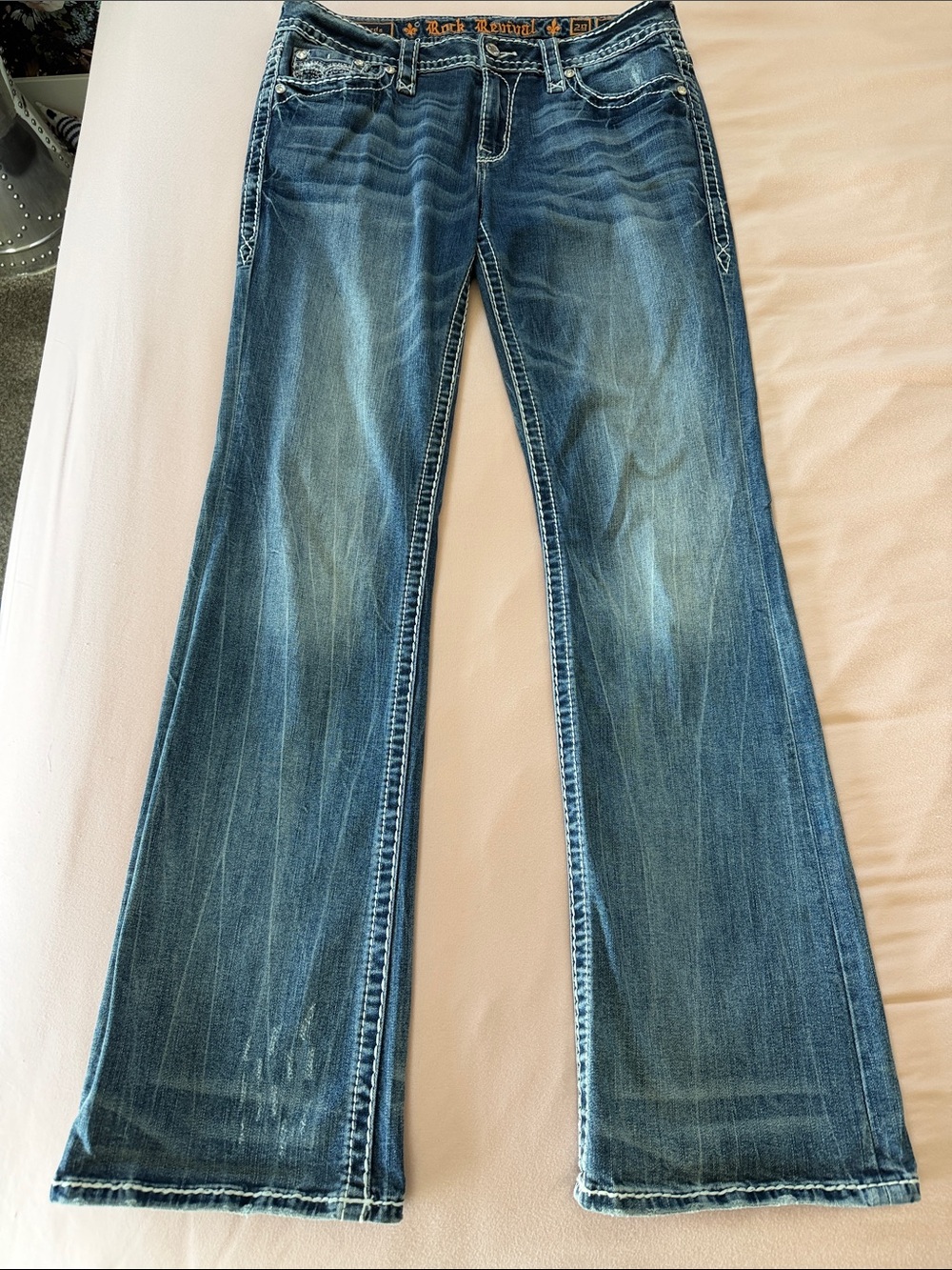 Rock Revival Blue Women's Easy Boot Jeans - Classic Washed Denim